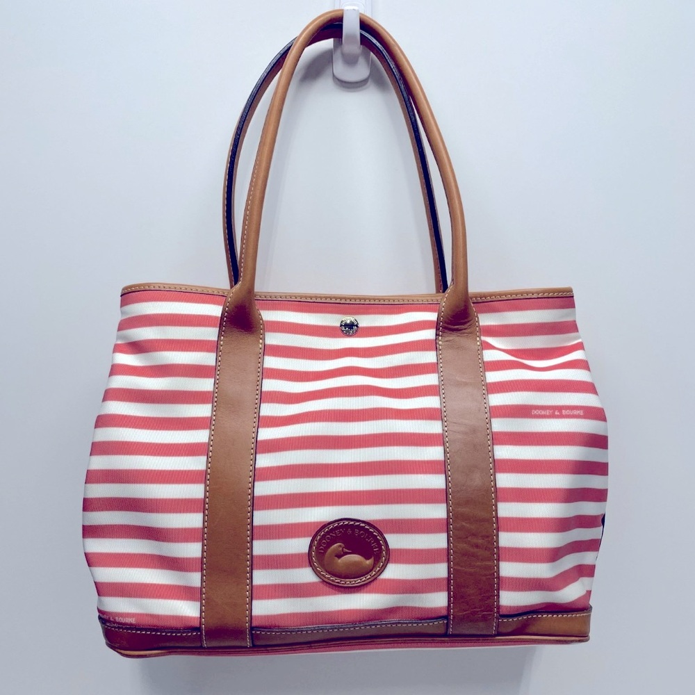 Dooney & Bourke Pink & White Striped Tote Sullivan Layla Watermelon
